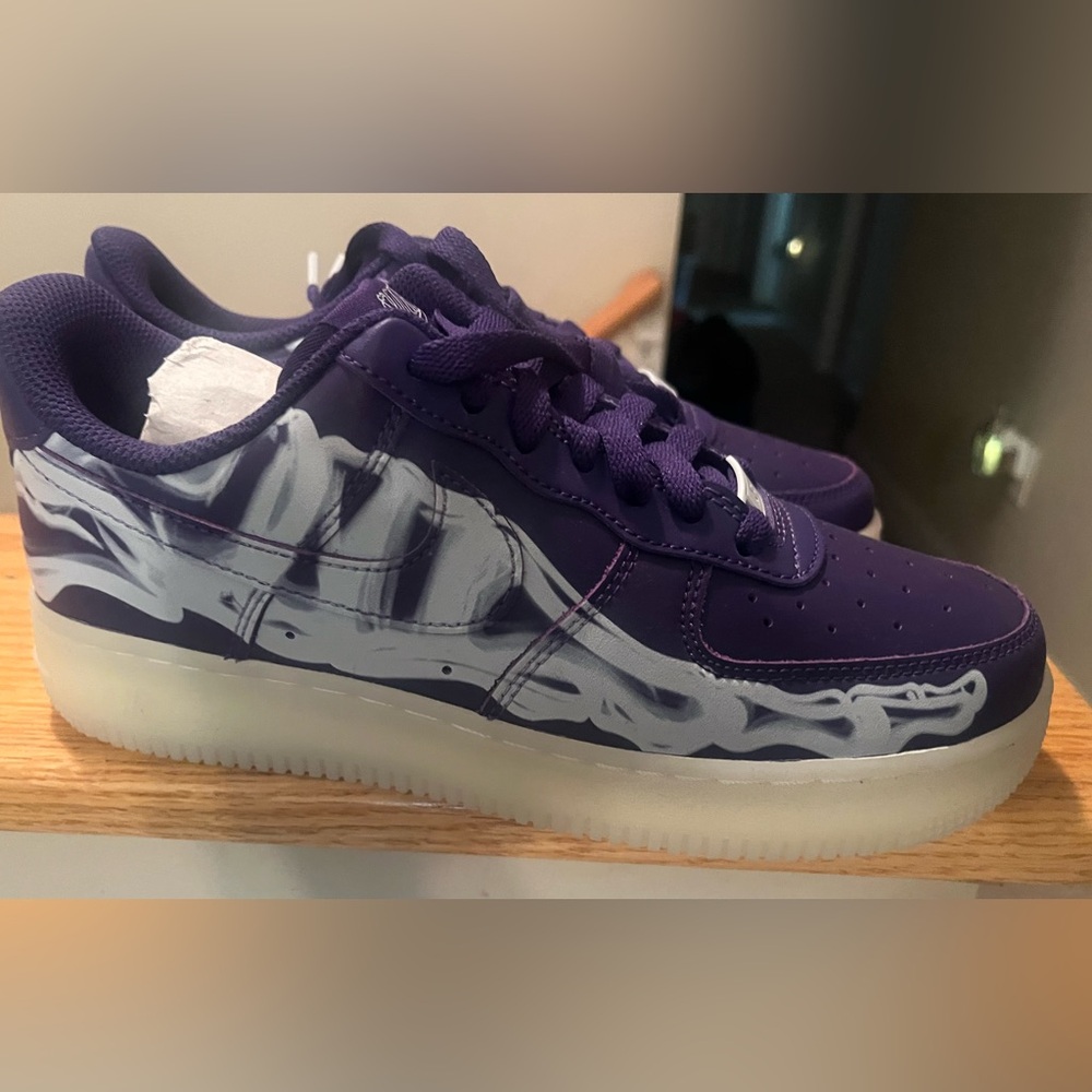 Nike Air Force 1 Low “Purple Skeleton”, brand new, never worn, size 5.5Y